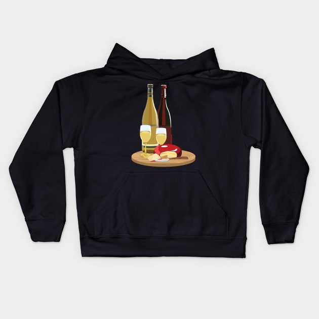 Wine and Cheese Kids Hoodie by SWON Design